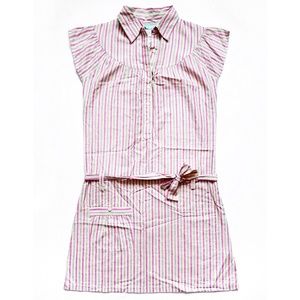 NEW WITHOUT TAG DELIAS Striped Metallic/Lurex Tie Waist Shirt Dress + Pocket 3/4